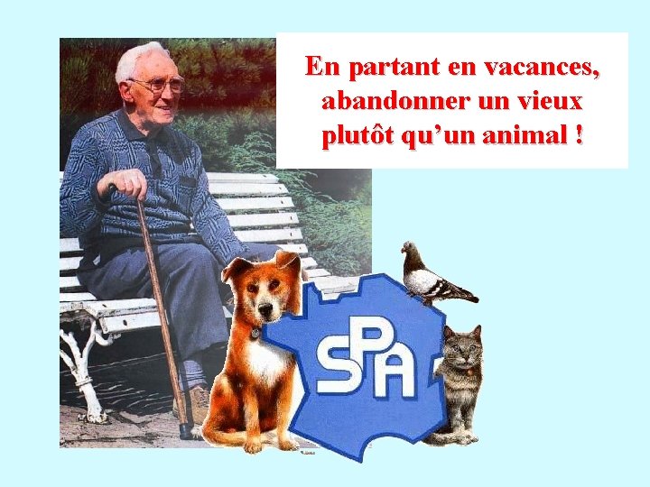 En partant en vacances, abandonner un vieux plutôt qu’un animal ! 