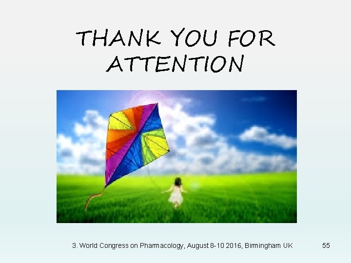THANK YOU FOR ATTENTION 3. World Congress on Pharmacology, August 8 -10 2016, Birmingham