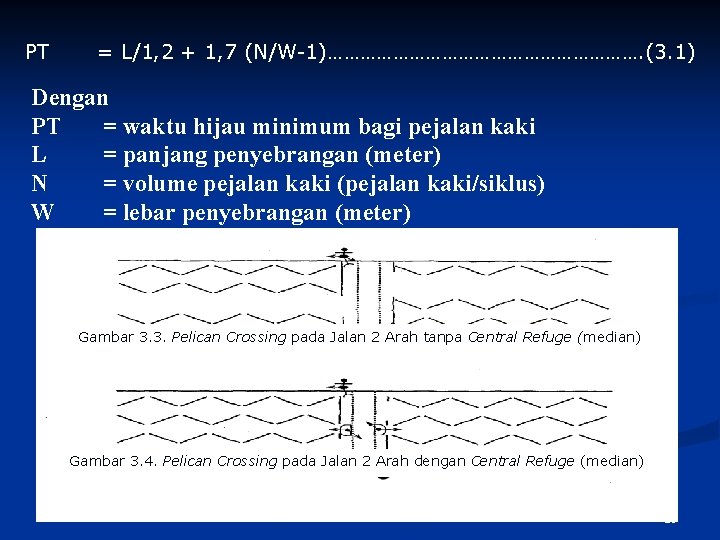 PT = L/1, 2 + 1, 7 (N/W-1)…………………………. (3. 1) Dengan PT = waktu