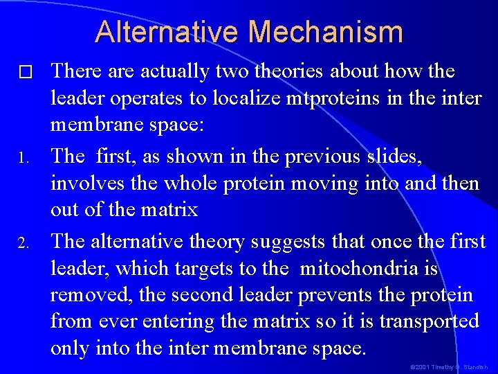 Alternative Mechanism � 1. 2. There actually two theories about how the leader operates