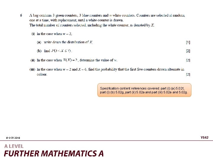 Specification content references covered: part (i) (a) 5. 02 f, part (i) (b) 5.