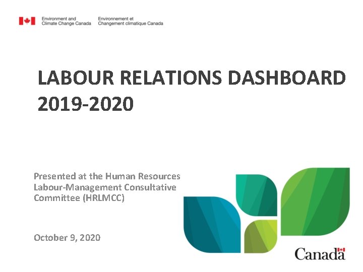 LABOUR RELATIONS DASHBOARD 2019 -2020 Presented at the Human Resources Labour-Management Consultative Committee (HRLMCC)