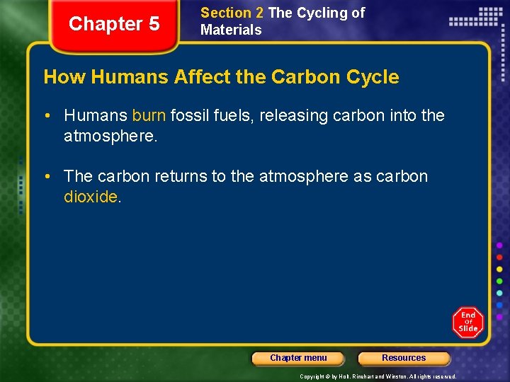 Chapter 5 Section 2 The Cycling of Materials How Humans Affect the Carbon Cycle