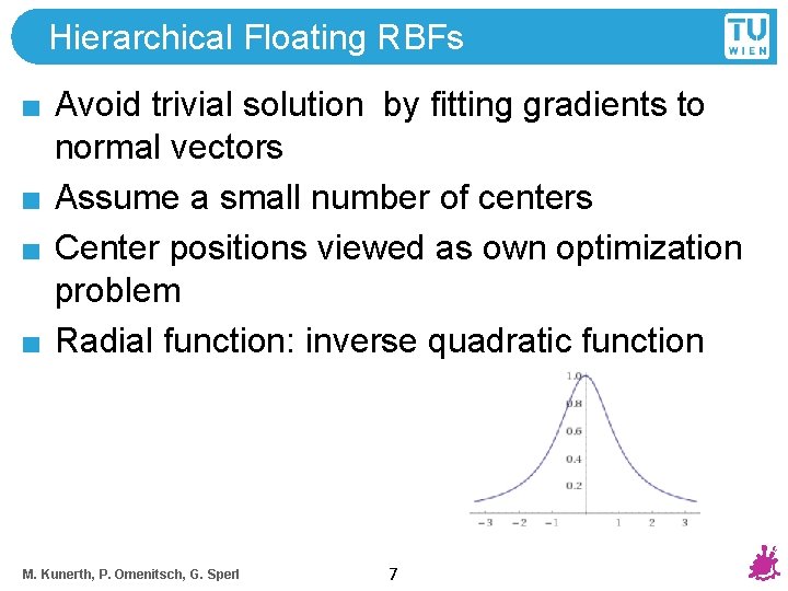 Hierarchical Floating RBFs Avoid trivial solution by fitting gradients to normal vectors Assume a