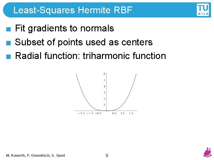 Least-Squares Hermite RBF Fit gradients to normals Subset of points used as centers Radial