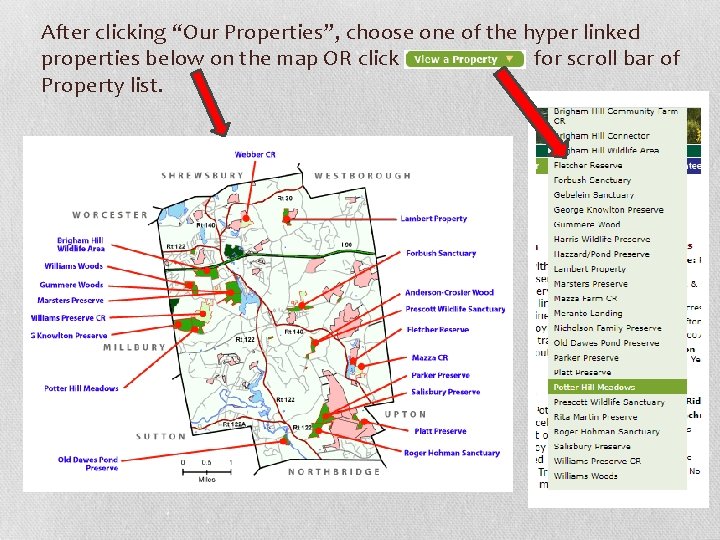 After clicking “Our Properties”, choose one of the hyper linked properties below on the