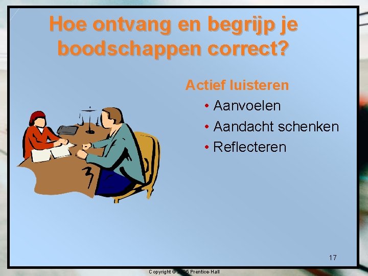 Hoe ontvang en begrijp je boodschappen correct? Actief luisteren • Aanvoelen • Aandacht schenken