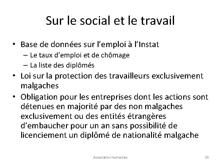 Sur le social et le travail • Base de données sur l’emploi à l’Instat