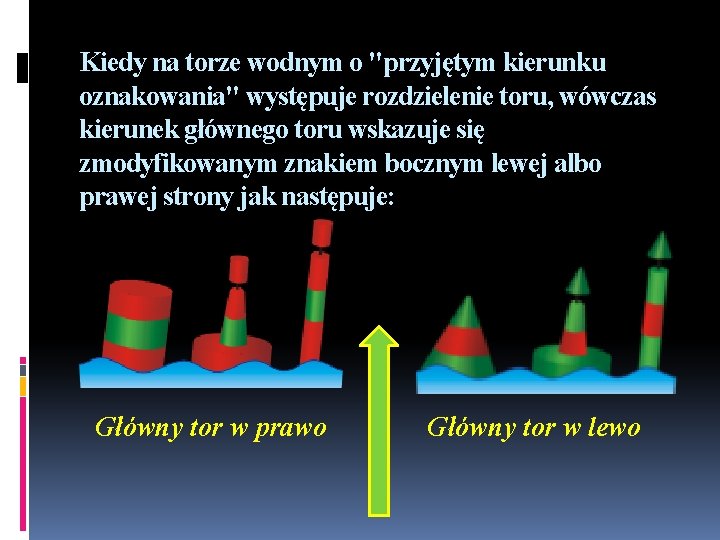 Kiedy na torze wodnym o "przyjętym kierunku oznakowania" występuje rozdzielenie toru, wówczas kierunek głównego