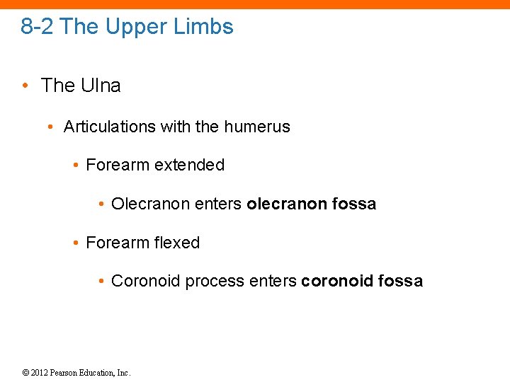 8 -2 The Upper Limbs • The Ulna • Articulations with the humerus •