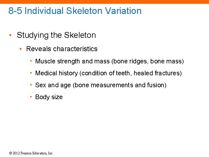 8 -5 Individual Skeleton Variation • Studying the Skeleton • Reveals characteristics • Muscle