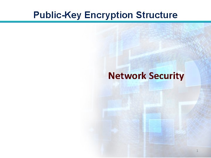 Public-Key Encryption Structure Network Security 1 
