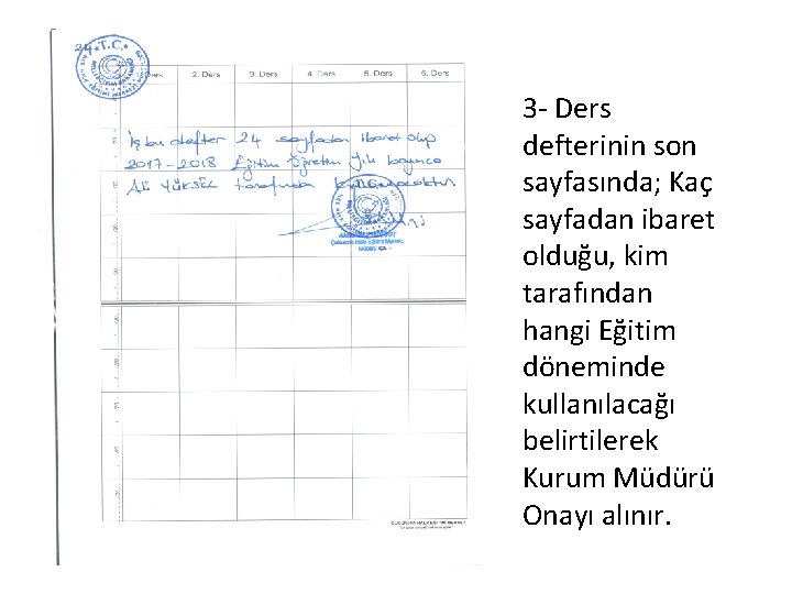 3 - Ders defterinin son sayfasında; Kaç sayfadan ibaret olduğu, kim tarafından hangi Eğitim 3 - Ders defterinin son sayfasında; Kaç sayfadan ibaret olduğu, kim tarafından hangi Eğitim