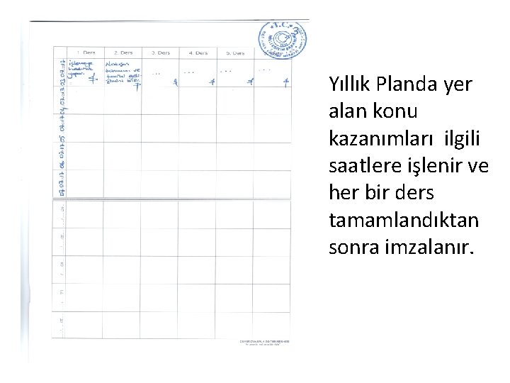 Yıllık Planda yer alan konu kazanımları ilgili saatlere işlenir ve her bir ders tamamlandıktan Yıllık Planda yer alan konu kazanımları ilgili saatlere işlenir ve her bir ders tamamlandıktan