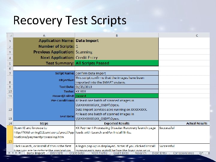 Recovery Test Scripts 