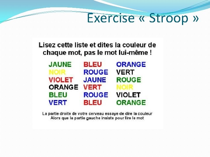 Exercise « Stroop » 