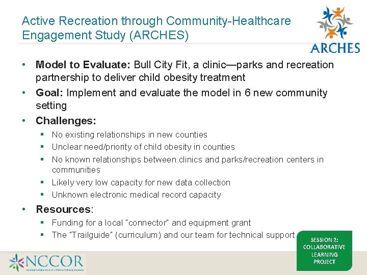 Active Recreation through Community-Healthcare Engagement Study (ARCHES) • Model to Evaluate: Bull City Fit,