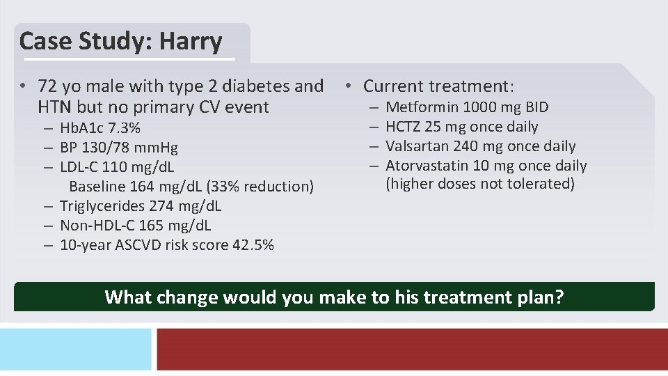 Case Study: Harry • 72 yo male with type 2 diabetes and HTN but Case Study: Harry • 72 yo male with type 2 diabetes and HTN but