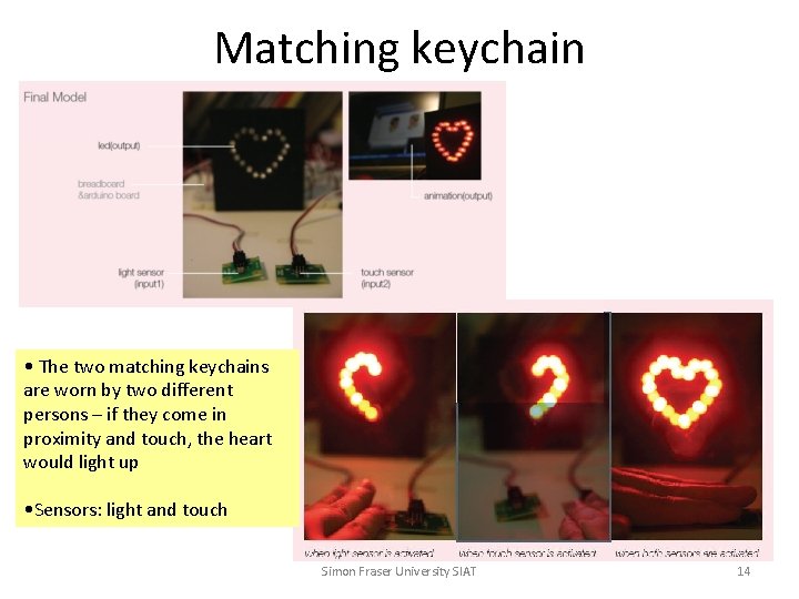 Matching keychain • The two matching keychains are worn by two different persons –