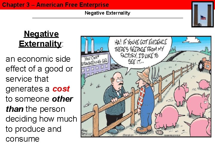 Chapter 3 – American Free Enterprise Negative Externality: an economic side effect of a