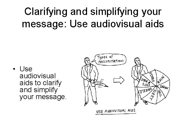 Clarifying and simplifying your message: Use audiovisual aids • Use audiovisual aids to clarify