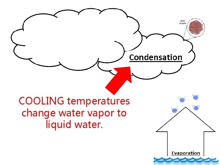 COOLING temperatures change water vapor to liquid water. 12 