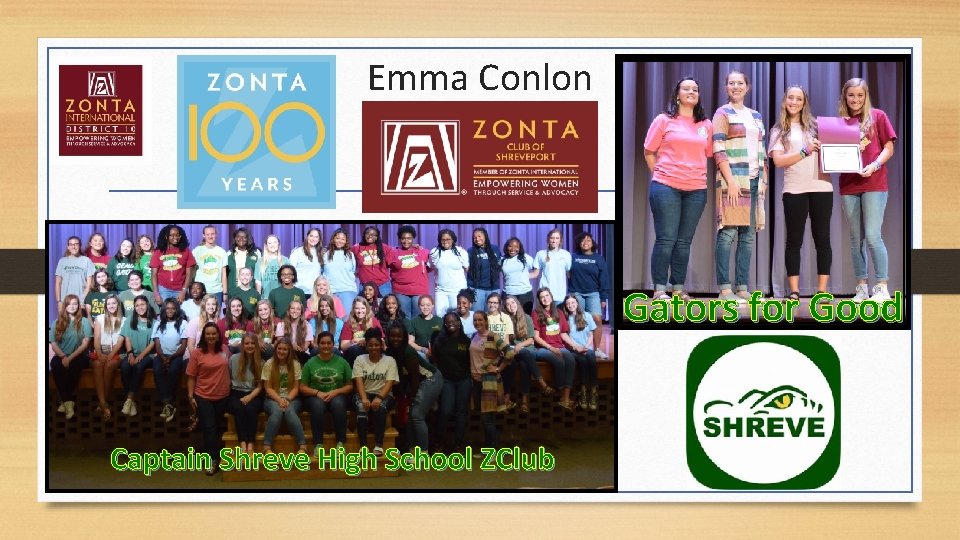Emma Conlon Gators for Good Captain Shreve High School ZClub 