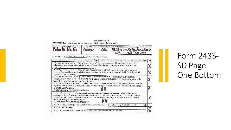 Form 2483 SD Page One Bottom 