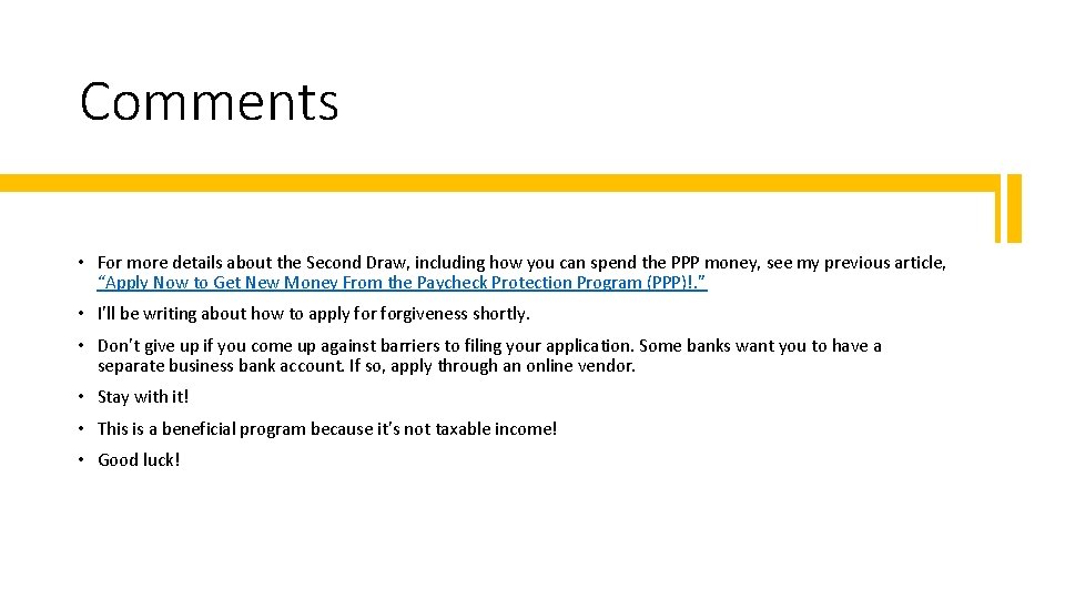 Comments • For more details about the Second Draw, including how you can spend