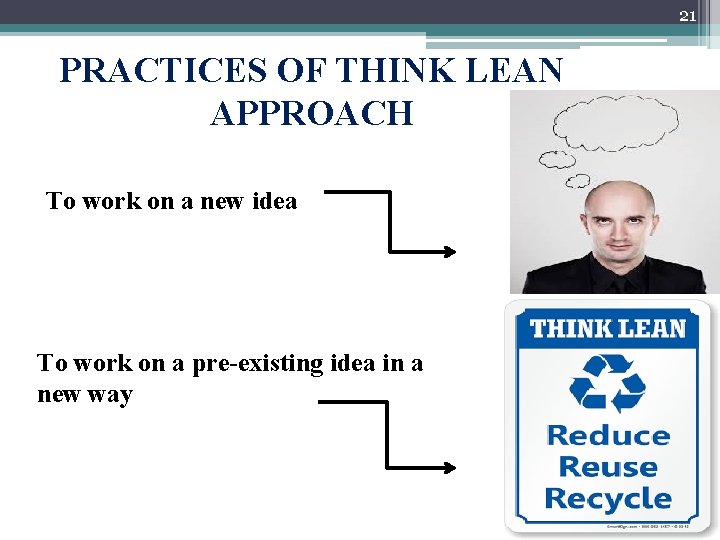 21 PRACTICES OF THINK LEAN APPROACH To work on a new idea To work