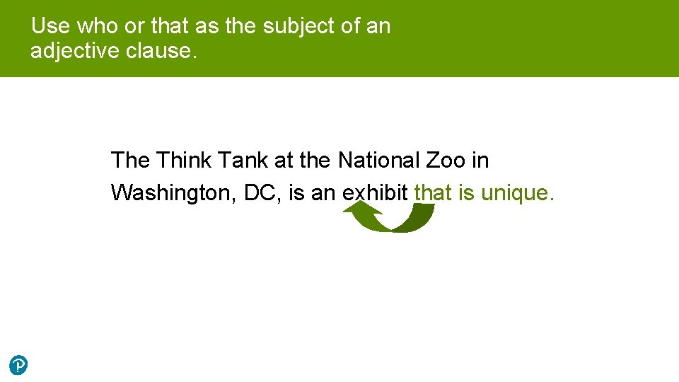 Use who or that as the subject of an adjective clause. The Think Tank