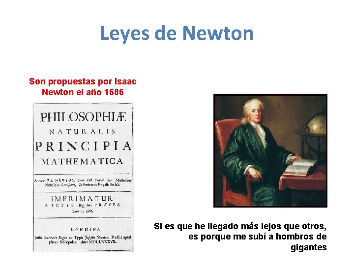 Leyes de Newton Son propuestas por Isaac Newton el año 1686 Si es que