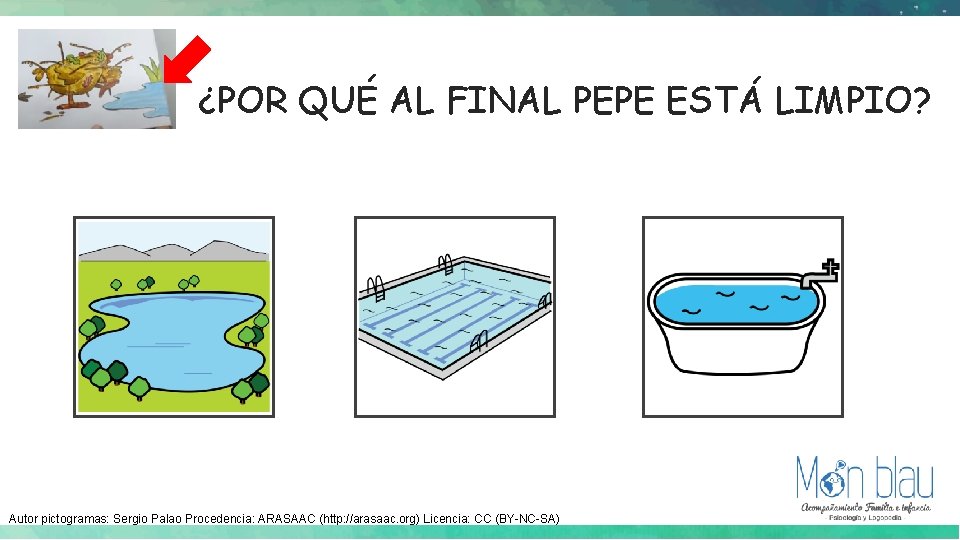 ¿POR QUÉ AL FINAL PEPE ESTÁ LIMPIO? Autor pictogramas: Sergio Palao Procedencia: ARASAAC (http: ¿POR QUÉ AL FINAL PEPE ESTÁ LIMPIO? Autor pictogramas: Sergio Palao Procedencia: ARASAAC (http: