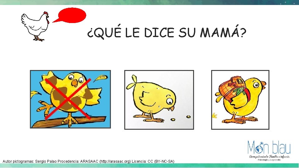 ¿QUÉ LE DICE SU MAMÁ? Autor pictogramas: Sergio Palao Procedencia: ARASAAC (http: //arasaac. org) ¿QUÉ LE DICE SU MAMÁ? Autor pictogramas: Sergio Palao Procedencia: ARASAAC (http: //arasaac. org)