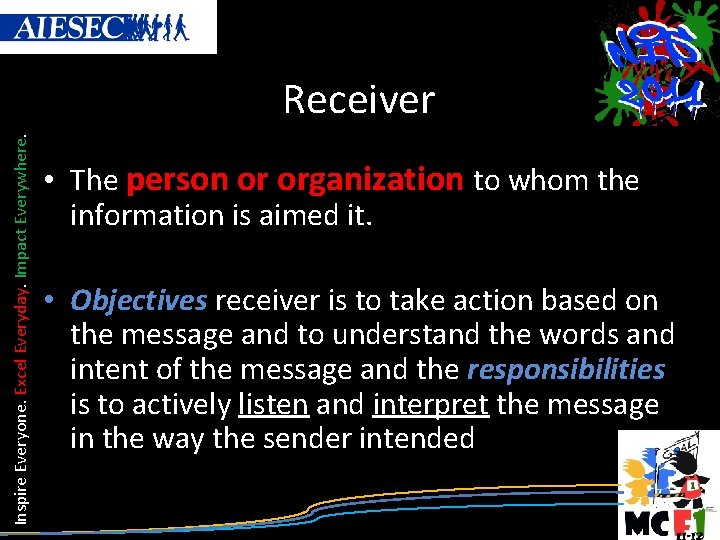 Inspire Everyone. Excel Everyday. Impact Everywhere. Receiver • The person or organization to whom