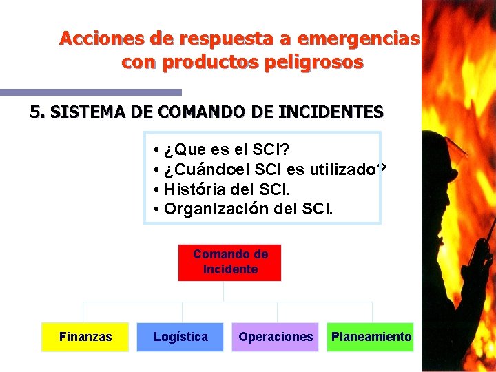 Acciones de respuesta a emergencias con productos peligrosos 5. SISTEMA DE COMANDO DE INCIDENTES