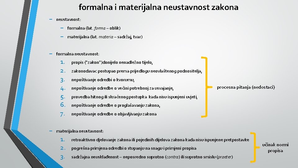 formalna i materijalna neustavnost zakona − neustavnost: − − − materijalna (lat. materia –