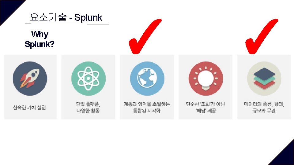 요소기술 - Splunk Why Splunk? ✓ ✓ 