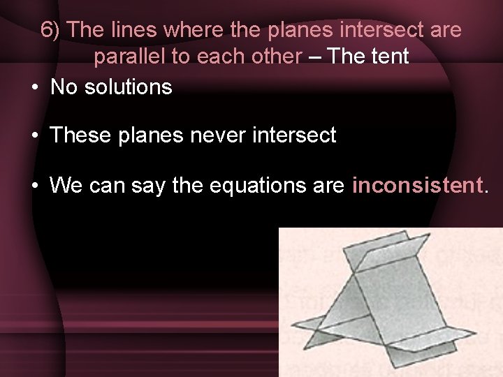 6) The lines where the planes intersect are parallel to each other – The