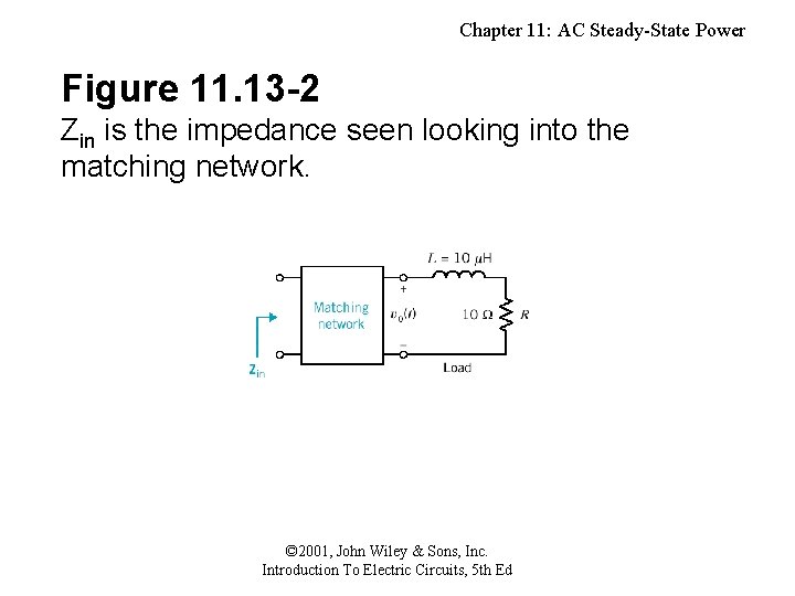 Chapter 11: AC Steady-State Power Figure 11. 13 -2 Zin is the impedance seen