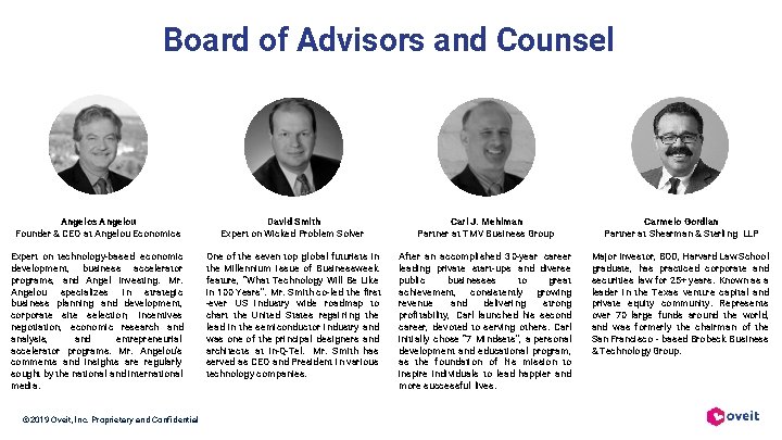 Board of Advisors and Counsel Angelos Angelou Founder & CEO at Angelou Economics David