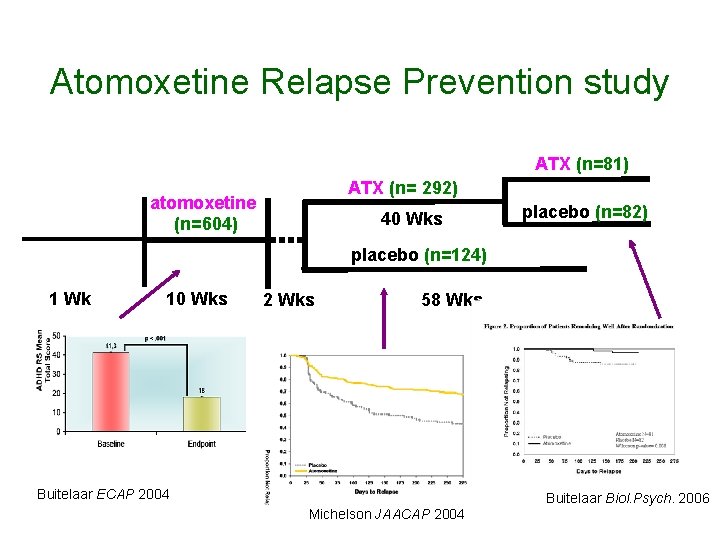 Atomoxetine Relapse Prevention study ATX (n=81) ATX (n= 292) atomoxetine (n=604) 40 Wks placebo