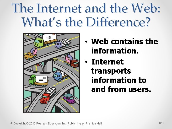 The Internet and the Web: What’s the Difference? • Web contains the information. •