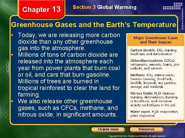 Chapter 13 Section 3 Global Warming Greenhouse Gases and the Earth’s Temperature • Today,