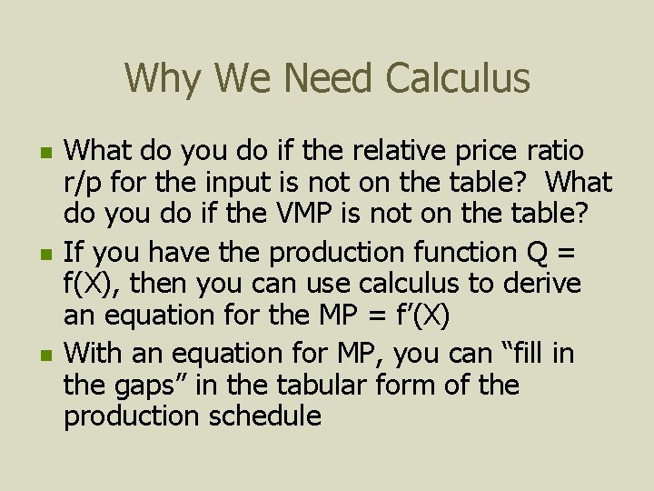 Why We Need Calculus n n n What do you do if the relative