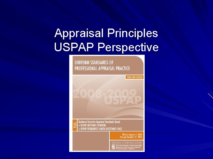 Appraisal Principles USPAP Perspective 