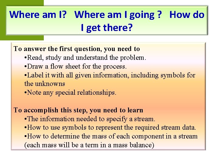 Where am I? Where am I going ? How do I get there? To