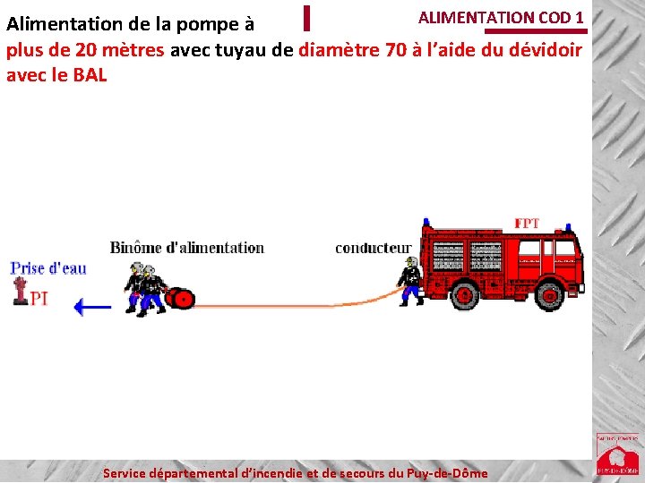 ALIMENTATION COD 1 Alimentation de la pompe à plus de 20 mètres avec tuyau