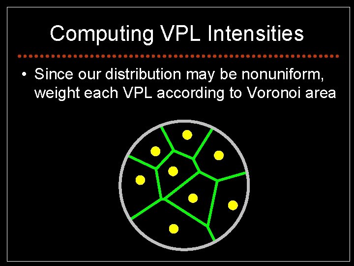 Computing VPL Intensities • Since our distribution may be nonuniform, weight each VPL according