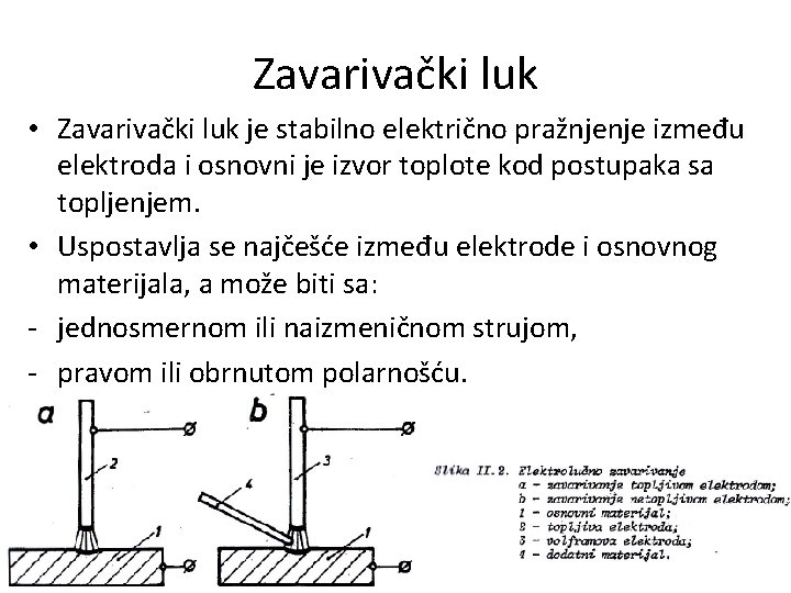 Zavarivački luk • Zavarivački luk je stabilno električno pražnjenje između elektroda i osnovni je
